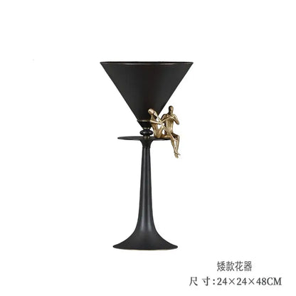 Geometric bronze black & gold cocktail glasses dining room figurines