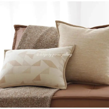Geometric brown leather splicing throw pillow cover living room decor