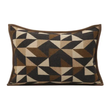 Geometric brown leather splicing throw pillow cover living room decor