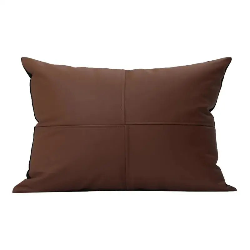 Geometric brown leather splicing throw pillow cover living room decor