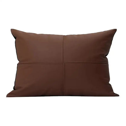 Geometric brown leather splicing throw pillow cover living room decor