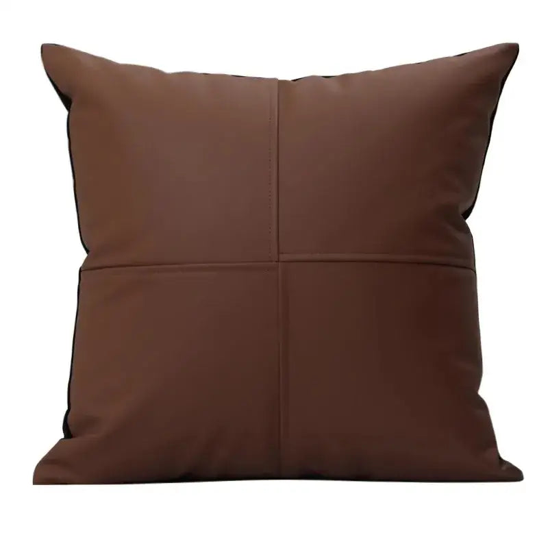 Geometric brown leather splicing throw pillow cover living room decor