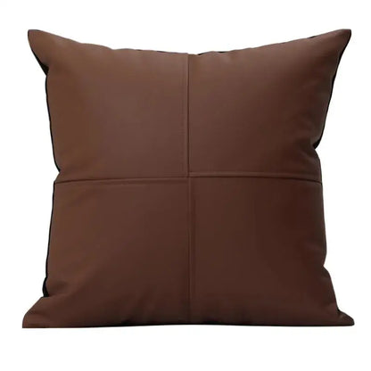 Geometric brown leather splicing throw pillow cover living room decor