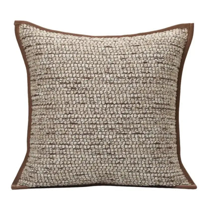 Geometric brown leather splicing throw pillow cover living room decor