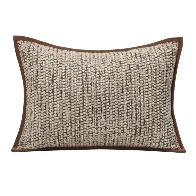 Geometric brown leather splicing throw pillow cover living room decor