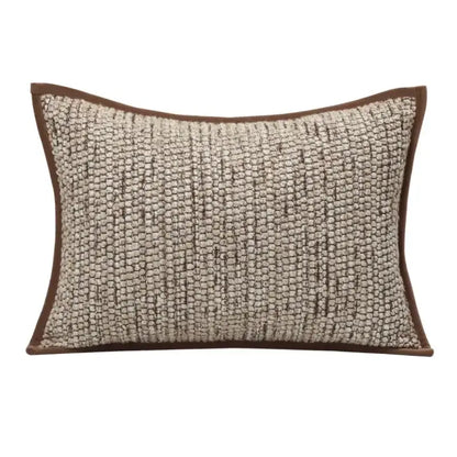 Geometric brown leather splicing throw pillow cover living room decor