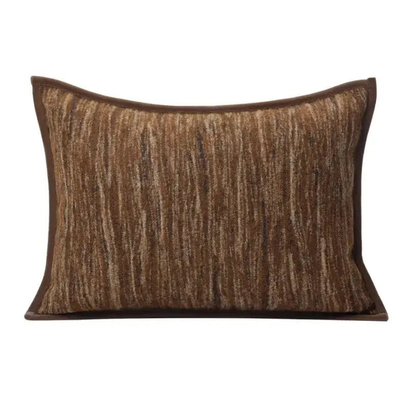 Geometric brown leather splicing throw pillow cover living room decor