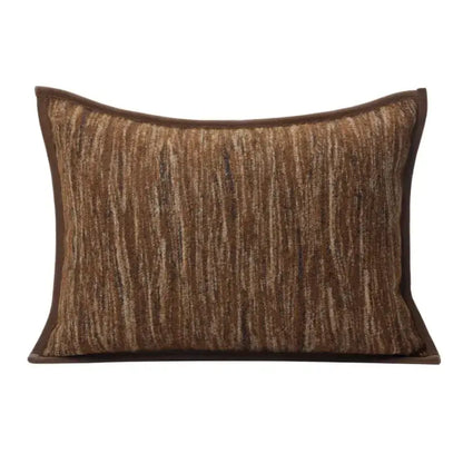 Geometric brown leather splicing throw pillow cover living room decor