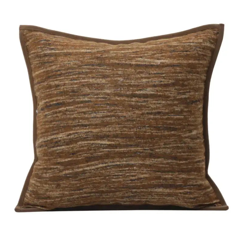 Geometric brown leather splicing throw pillow cover living room decor