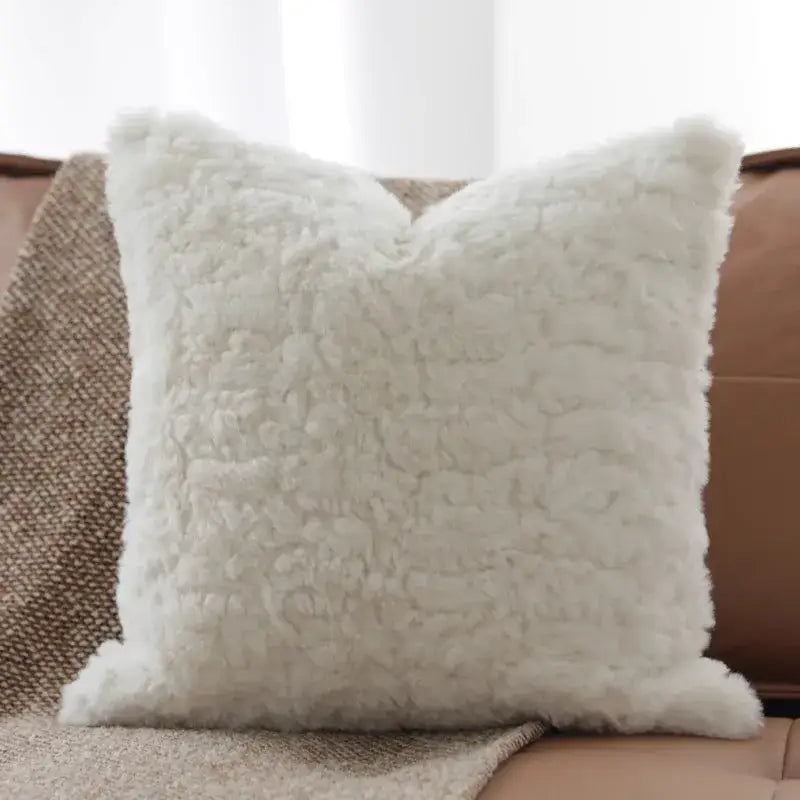 Geometric brown leather splicing throw pillow cover living room decor
