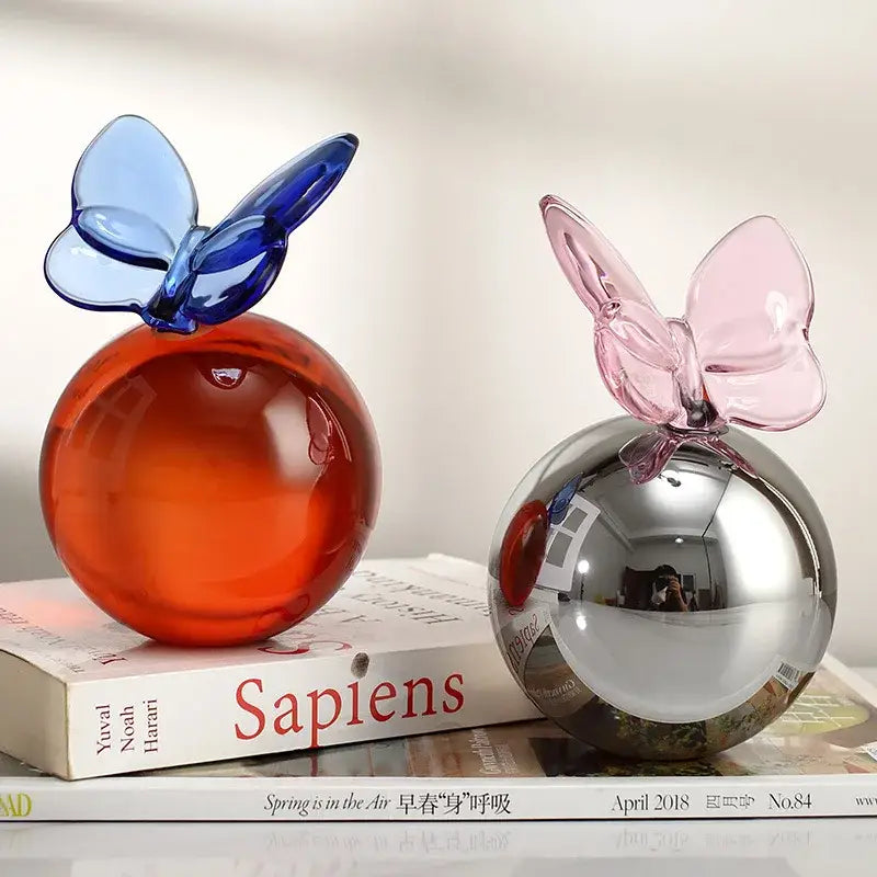 Geometric butterfly blue & pink crystal ball living room decor