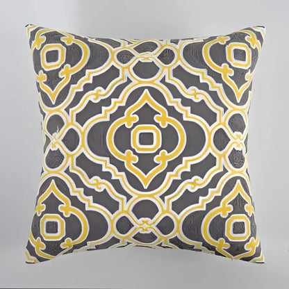 Geometric canvas cotton cushion cover yellow & grey living room pillow