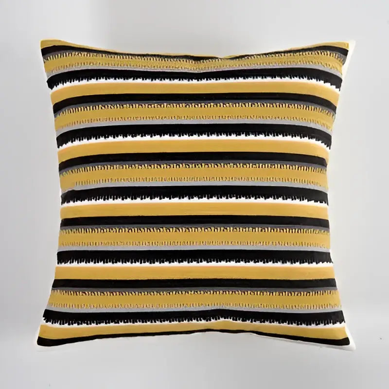 Geometric canvas cotton cushion cover yellow & grey living room pillow