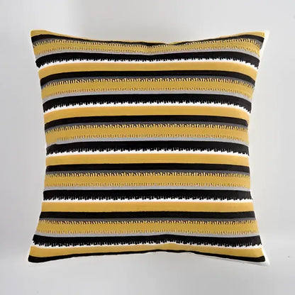 Geometric canvas cotton cushion cover yellow & grey living room pillow