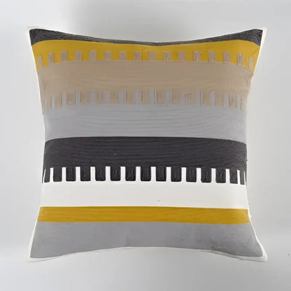 Geometric canvas cotton cushion cover yellow & grey living room pillow