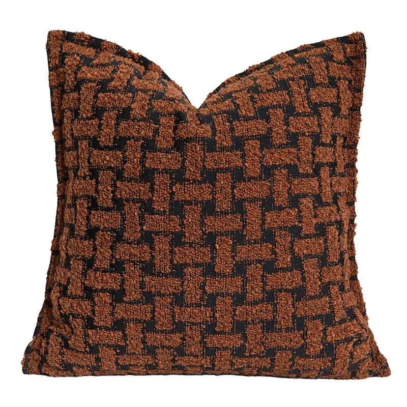 Geometric caramel color velvet cushion cover living room throw pillow
