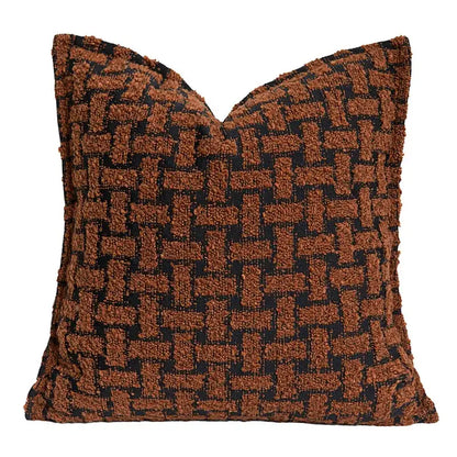 Geometric caramel color velvet cushion cover living room throw pillow