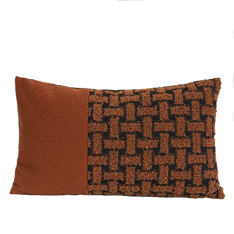 Geometric caramel color velvet cushion cover living room throw pillow