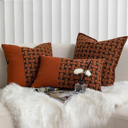 Geometric caramel color velvet cushion cover living room throw pillow