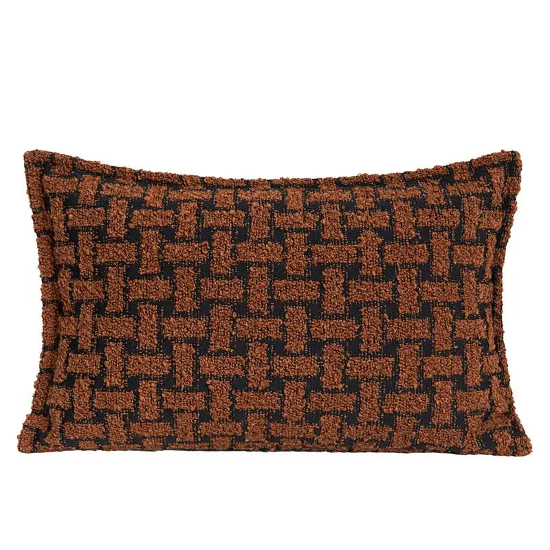 Geometric caramel color velvet cushion cover living room throw pillow
