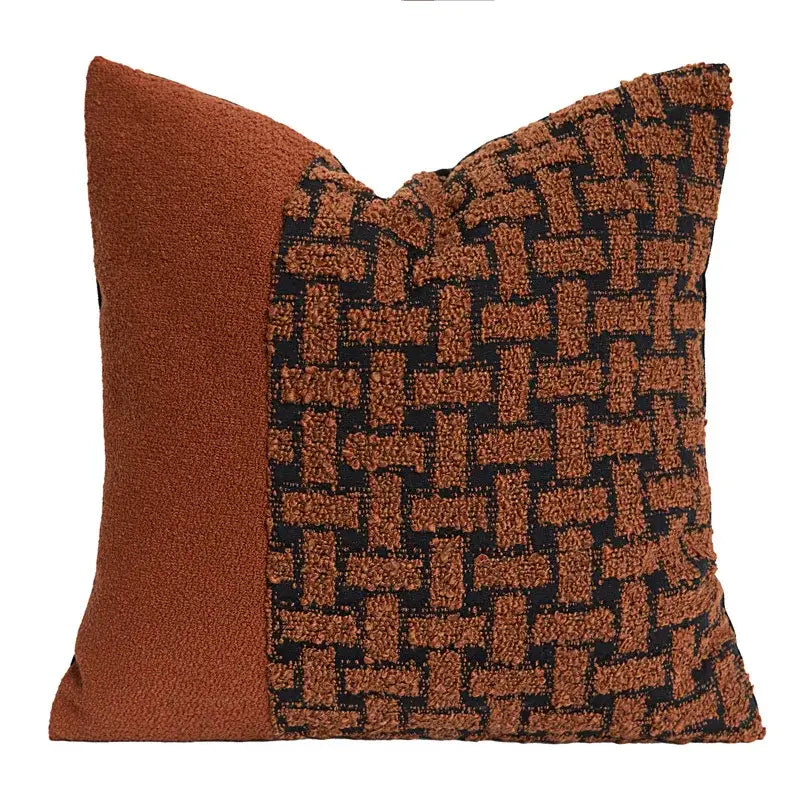 Geometric caramel color velvet cushion cover living room throw pillow
