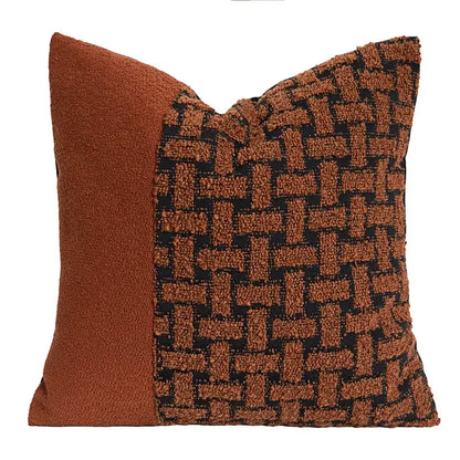 Geometric caramel color velvet cushion cover living room throw pillow