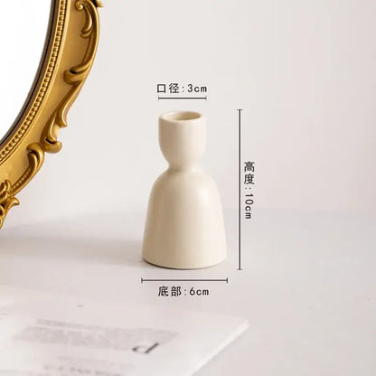 Geometric ceramic candle holder set – living room cream decor