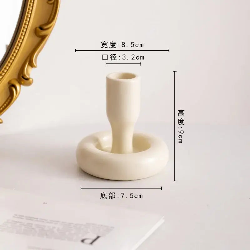 Geometric ceramic candle holder set – living room cream decor