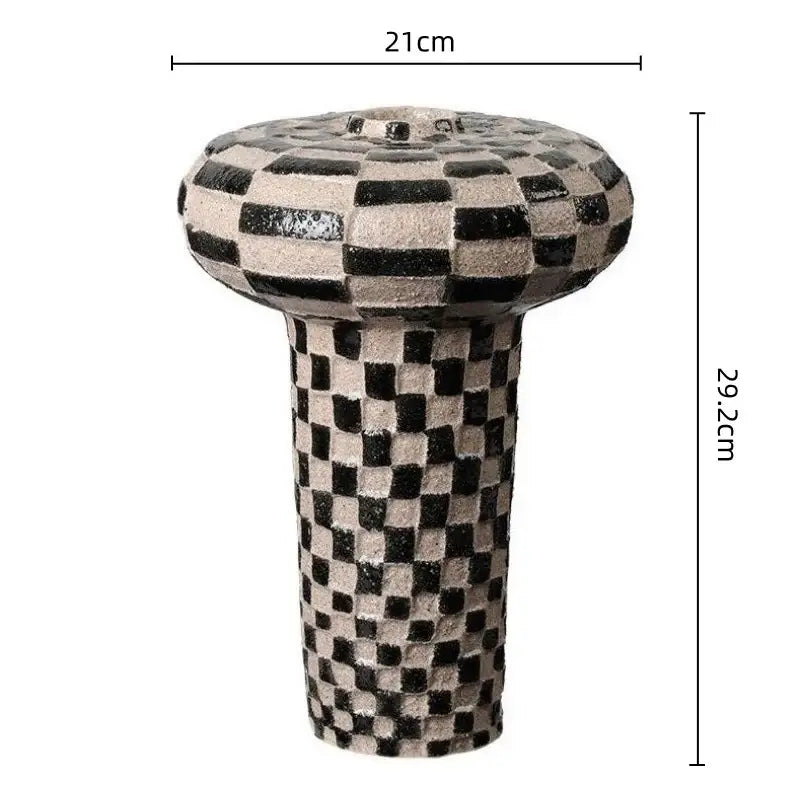 Geometric check ceramic vase black & white living room decor
