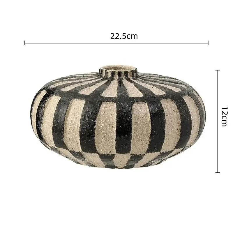 Geometric check ceramic vase black & white living room decor