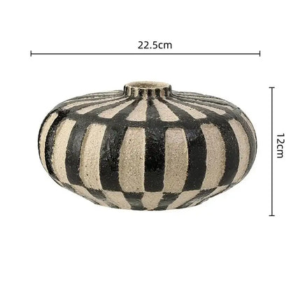 Geometric check ceramic vase black & white living room decor