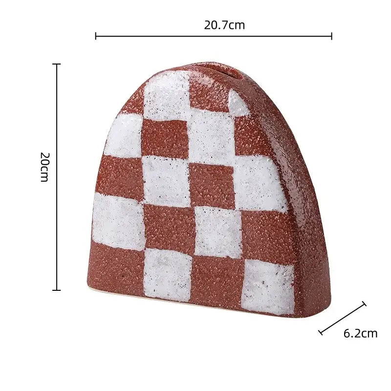 Geometric check ceramic vase set living room decor