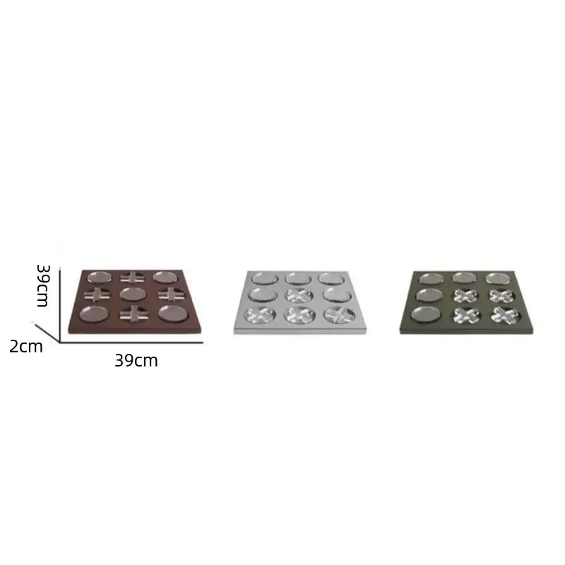 Geometric checkerboard dark green leather and acrylic coaster set living room decor