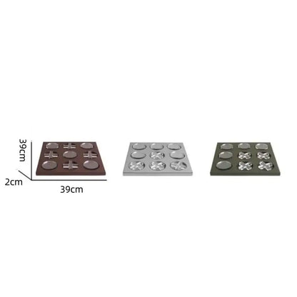 Geometric checkerboard dark green leather and acrylic coaster set living room decor