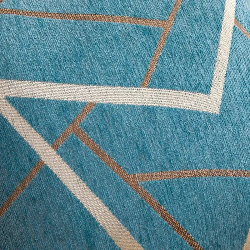Geometric chenille cushion cover teal gray & pink living room decor