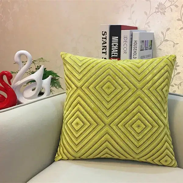 Geometric chenille flocking cushion cover for living room decor