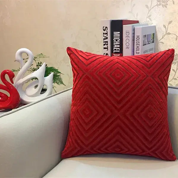 Geometric chenille flocking cushion cover for living room decor