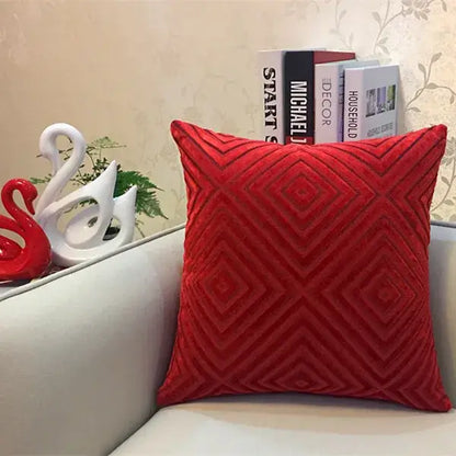 Geometric chenille flocking cushion cover for living room decor
