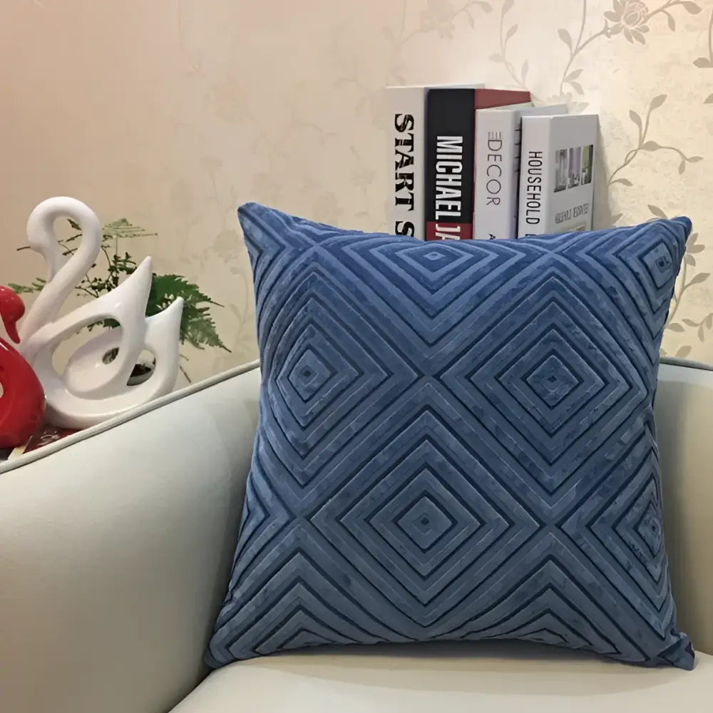 Geometric chenille flocking cushion cover for living room decor