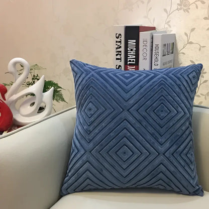 Geometric chenille flocking cushion cover for living room decor