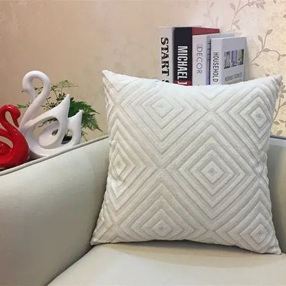 Geometric chenille flocking cushion cover for living room decor