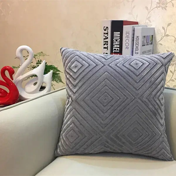 Geometric chenille flocking cushion cover for living room decor