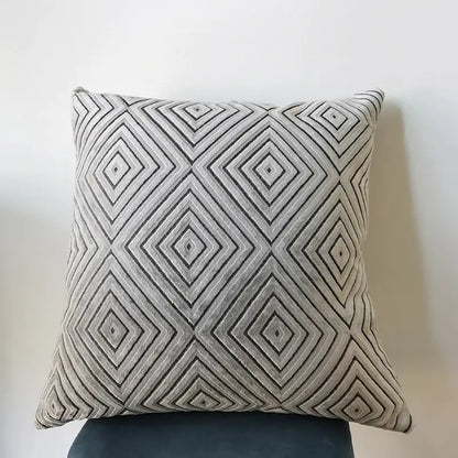 Geometric chenille flocking cushion cover for living room decor