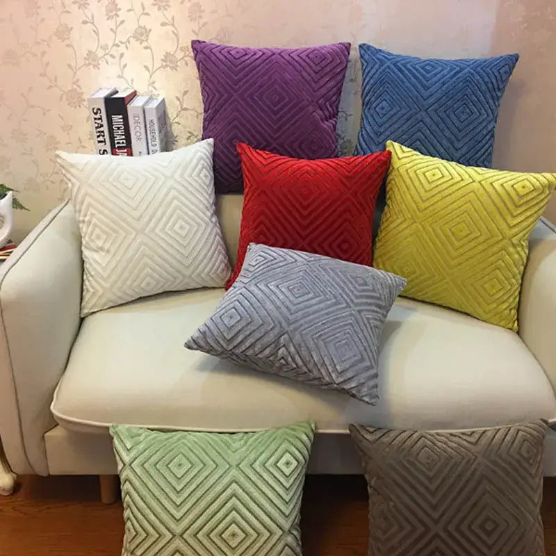 Geometric chenille flocking cushion cover for living room decor