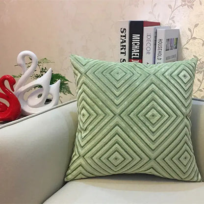 Geometric chenille flocking cushion cover for living room decor