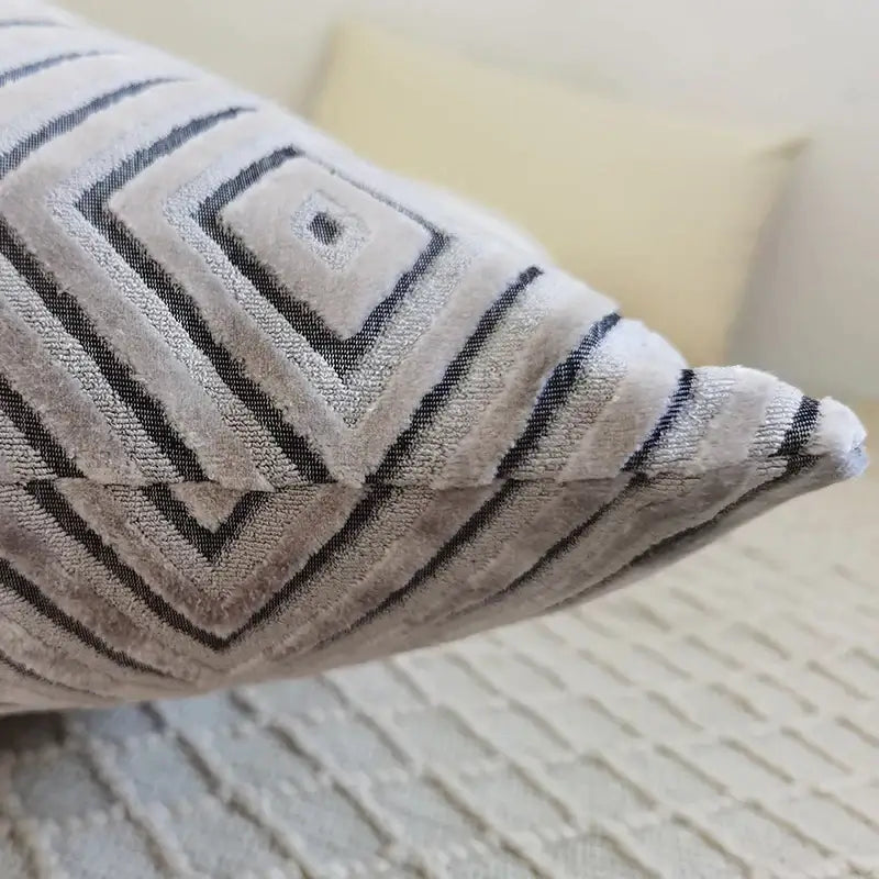 Geometric chenille flocking cushion cover for living room decor