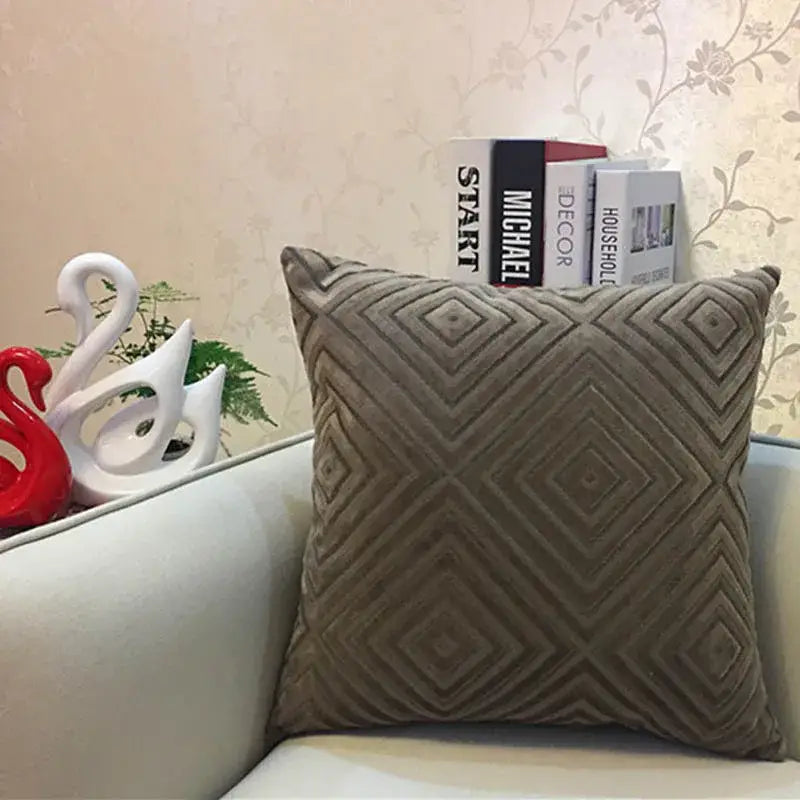 Geometric chenille flocking cushion cover for living room decor