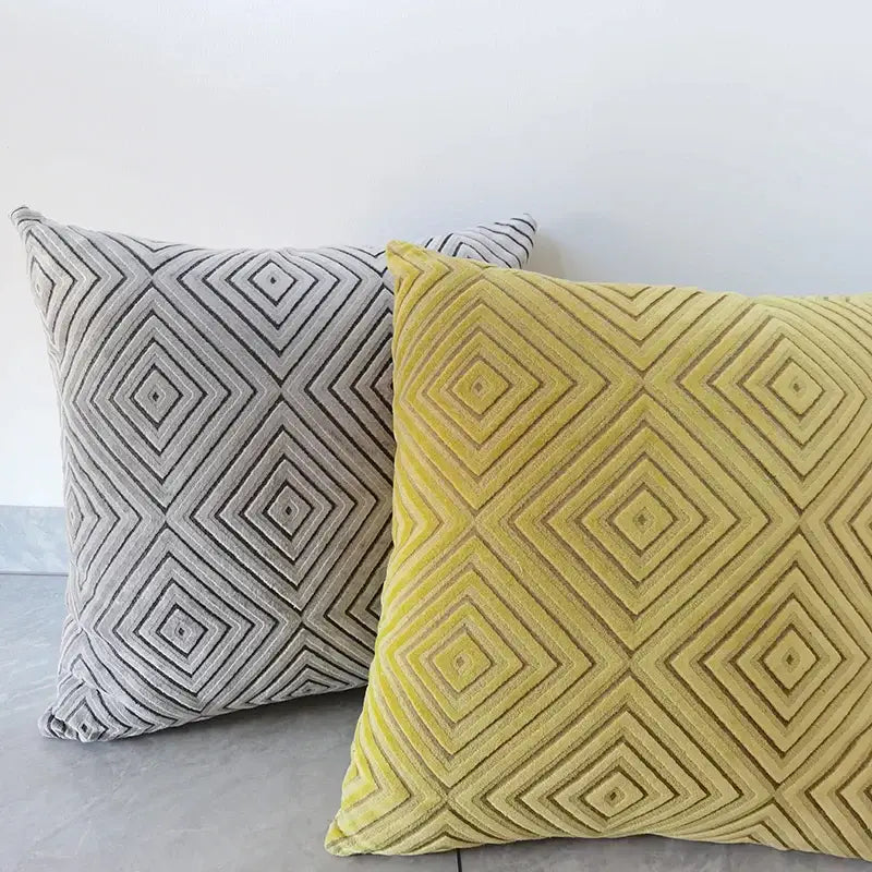 Geometric chenille flocking cushion cover for living room decor