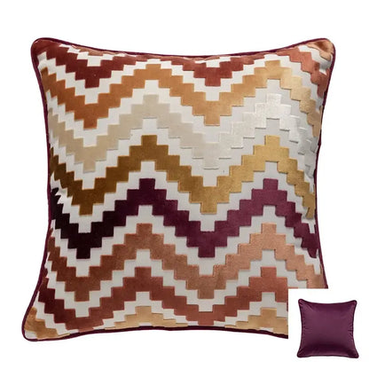 Geometric chenille flocking cushion cover grey & beige living room