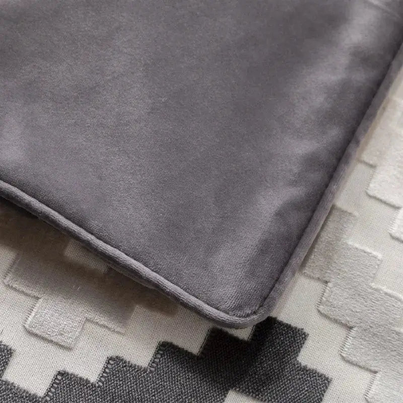 Geometric chenille flocking cushion cover grey & beige living room